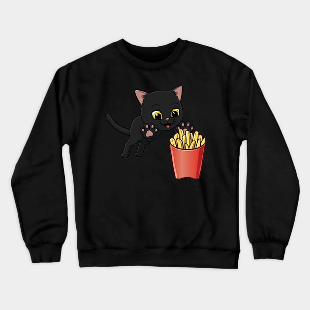 Bombay Cat excited to eat French Fries Crewneck Sweatshirt by Crazy Cool Catz